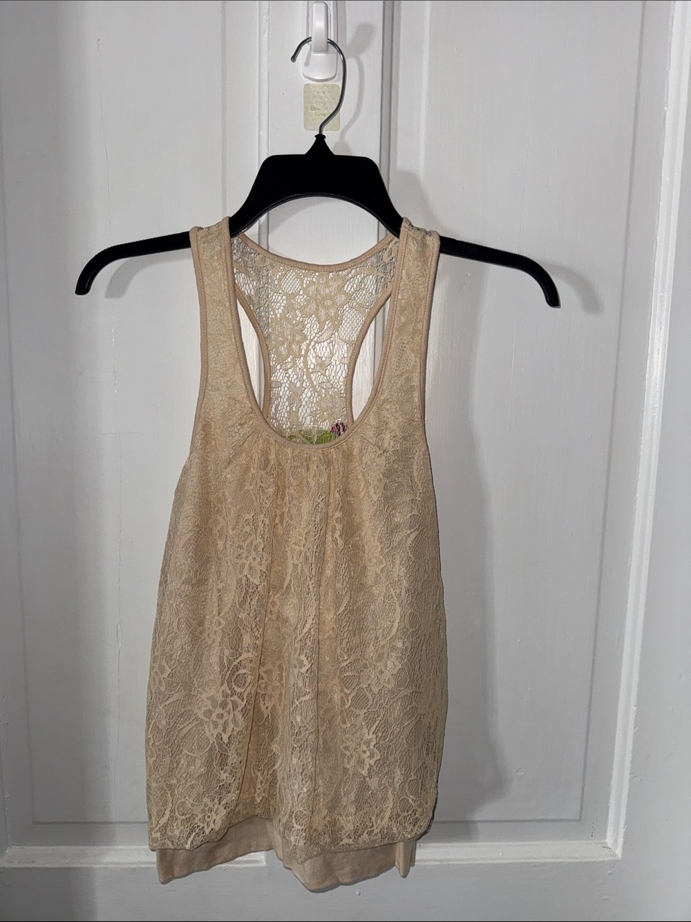 Express Beige Lace Racerback Tank Top